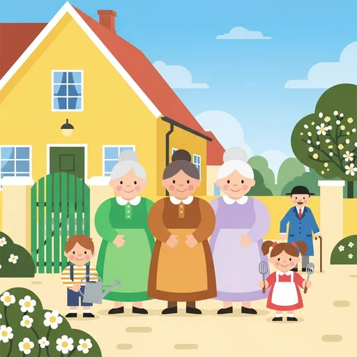 Tante Grün, Tante Braun und Tante Lila