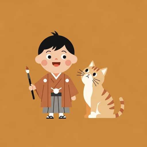 Anak Laki-Laki yang Menggambar Kucing